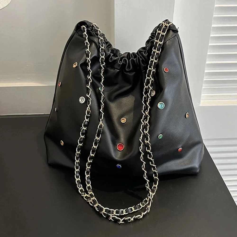 Elegant Black Women's Bag with Colorful Accents